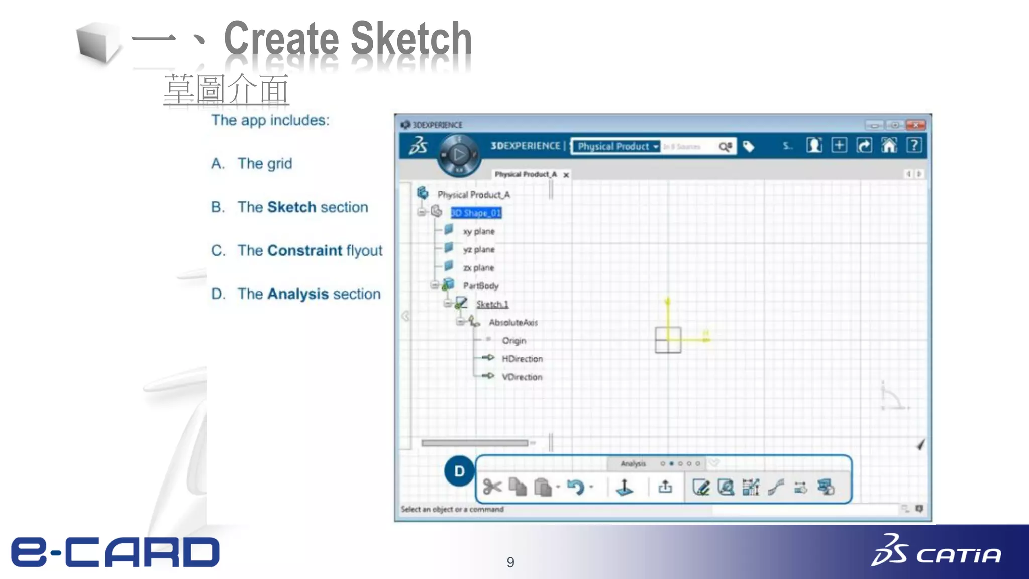 9
一、Create Sketch
草圖介面
 