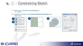 48
三、Constraining Sketch
尺寸拘束
幾何拘束
 
