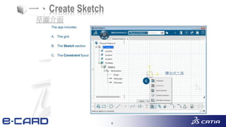 8
一、Create Sketch
彈出式工具
草圖介面
 