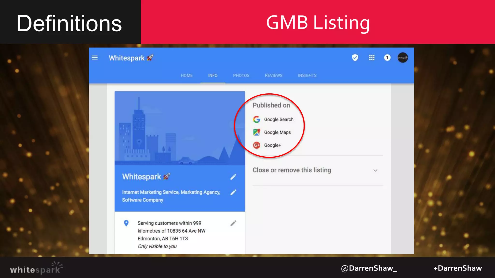 GMB ListingDefinitions
@DarrenShaw_ +DarrenShaw
 