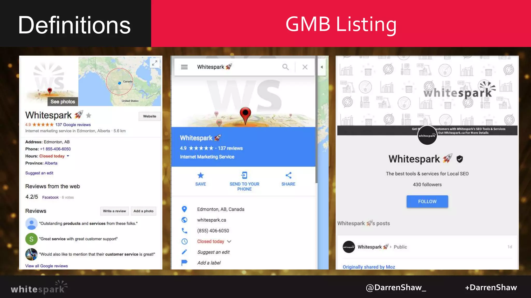 GMB ListingDefinitions
@DarrenShaw_ +DarrenShaw
 