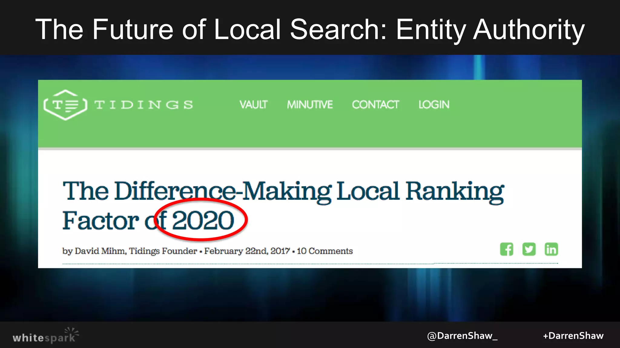 The Future of Local Search: Entity Authority
@DarrenShaw_ +DarrenShaw
 