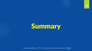 Muhammad Bakri | FTIK | Universitas Teknokrat Indonesia © 2019
Summary
30
 