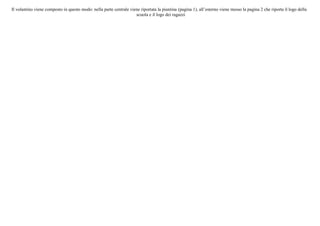 Il volantino viene composto in questo modo: nella parte centrale viene riportata la piantina (pagina 1), all’esterno viene messo la pagina 2 che riporta il logo della
                                                                    scuola e il logo dei ragazzi
 
