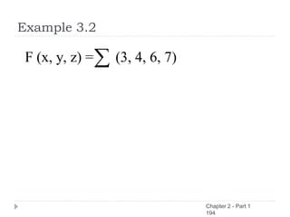 Example 3.2
Chapter 2 - Part 1
194
F (x, y, z) = (3, 4, 6, 7)

 