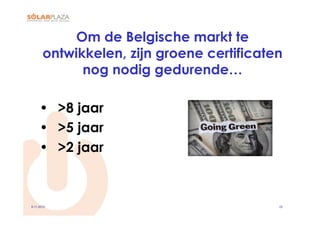 Om de Belgische markt te
       ontwikkelen, zijn groene certificaten
             nog nodig gedurende…

     •  >8 jaar
     •  >5 jaar
     •  >2 jaar



9-11-2010                                  23
 