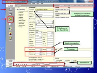 Wennmann Wennmann Artikelnummer der Rand OHG Bedienleiste Navigation zu weiteren Artikelinformationen Beständeverwaltung Preisfelder 