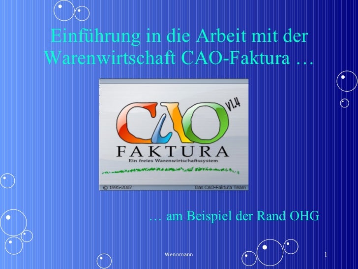 Einführung In Cao Faktura 14