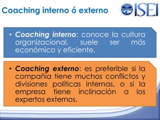 Pensar en los cambios como hipótesis que se deben probar empíricamente. El coach debe comprender muy bien cómo su entrenado ve el mundo.