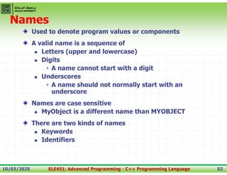 Single Letter Programming Language Names 01-ELE451-Advanced Programming.pdf1111111 | PDF