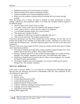 First Steps in CLIL - Training the teachers | DOCX