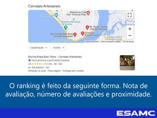 O ranking é feito da seguinte forma. Nota de
avaliação, número de avaliações e proximidade.
 