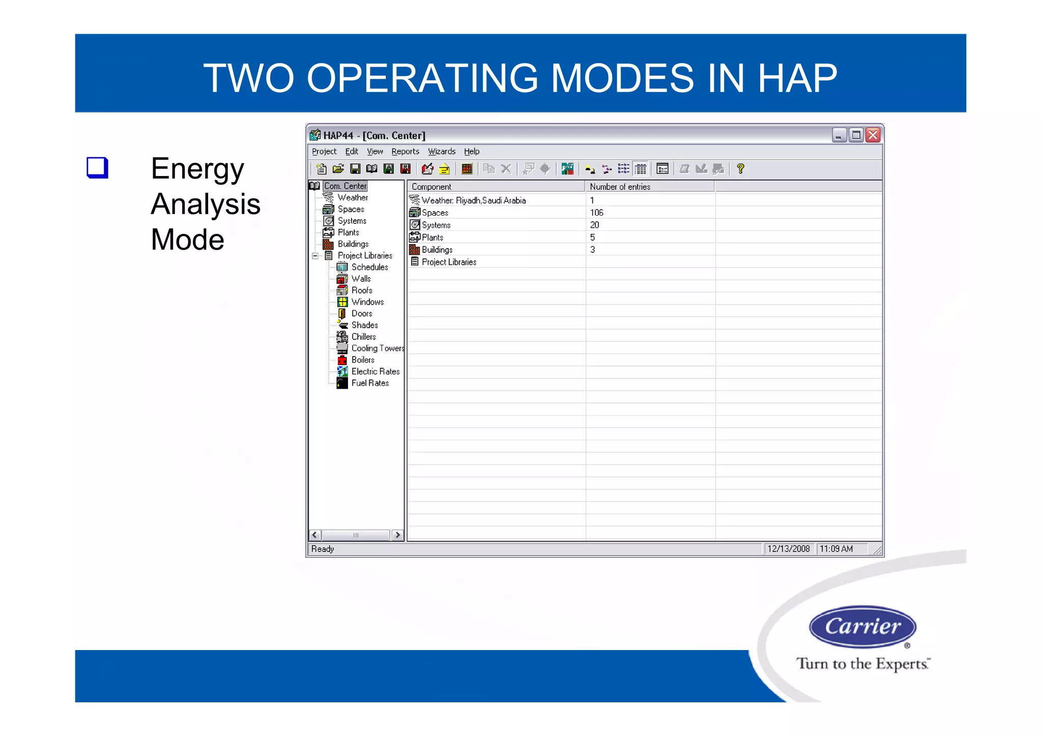 TWO OPERATING MODES IN HAP
 Energy
Analysis
Mode
 