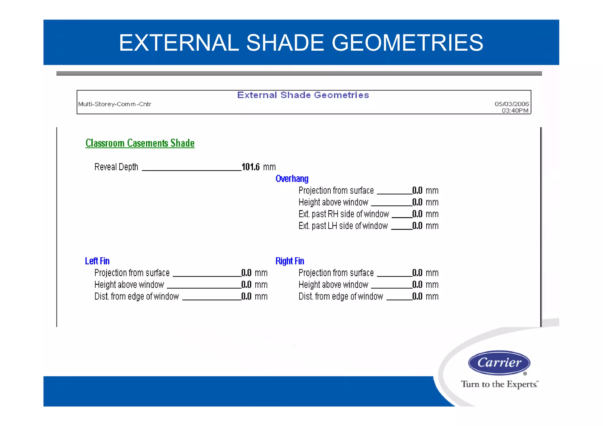 EXTERNAL SHADE GEOMETRIES
 