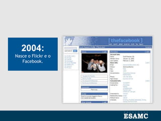 2004:
Nasce o Flickr e o
Facebook.
 