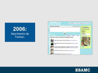 2006:
Nascimento do
Twitter.
 