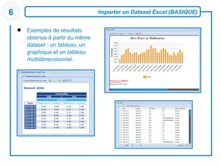 Importer un Dataset Excel (BASIQUE) Exemples de résultats obtenus à partir du même dataset : un  tableau , un  graphique  et un  tableau   multidimensionnel . 