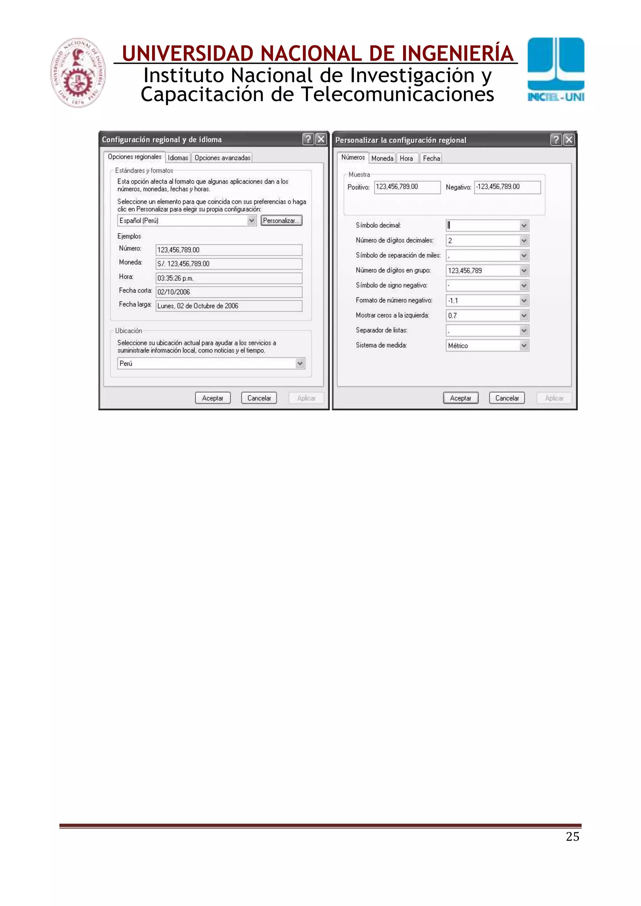 25
UNIVERSIDAD NACIONAL DE INGENIERÍA
Instituto Nacional de Investigación y
Capacitación de Telecomunicaciones
 