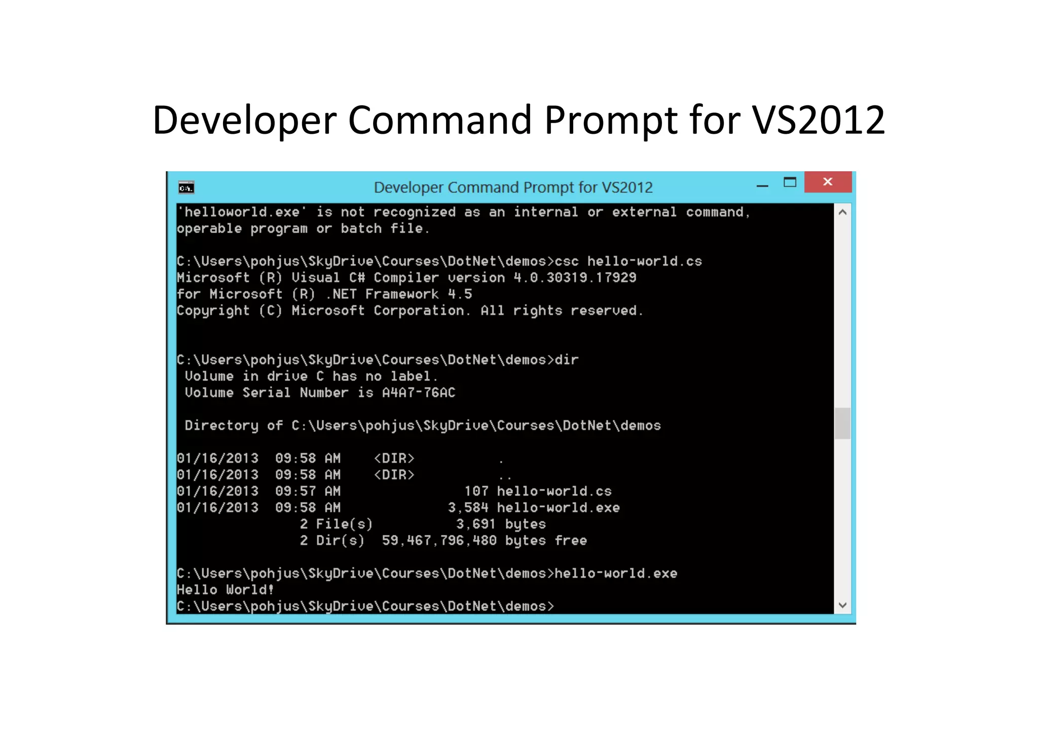 Developer  Command  Prompt  for  VS2012   