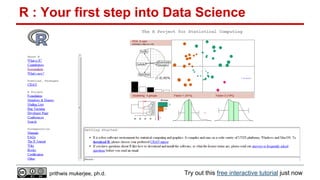 R : Your first step into Data Science

prithwis mukerjee, ph.d.

Try out this free interactive tutorial just now

 