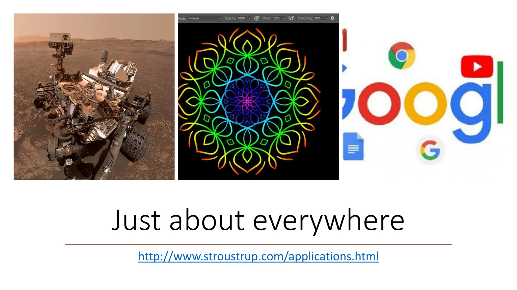 Just about everywhere
http://www.stroustrup.com/applications.html
 
