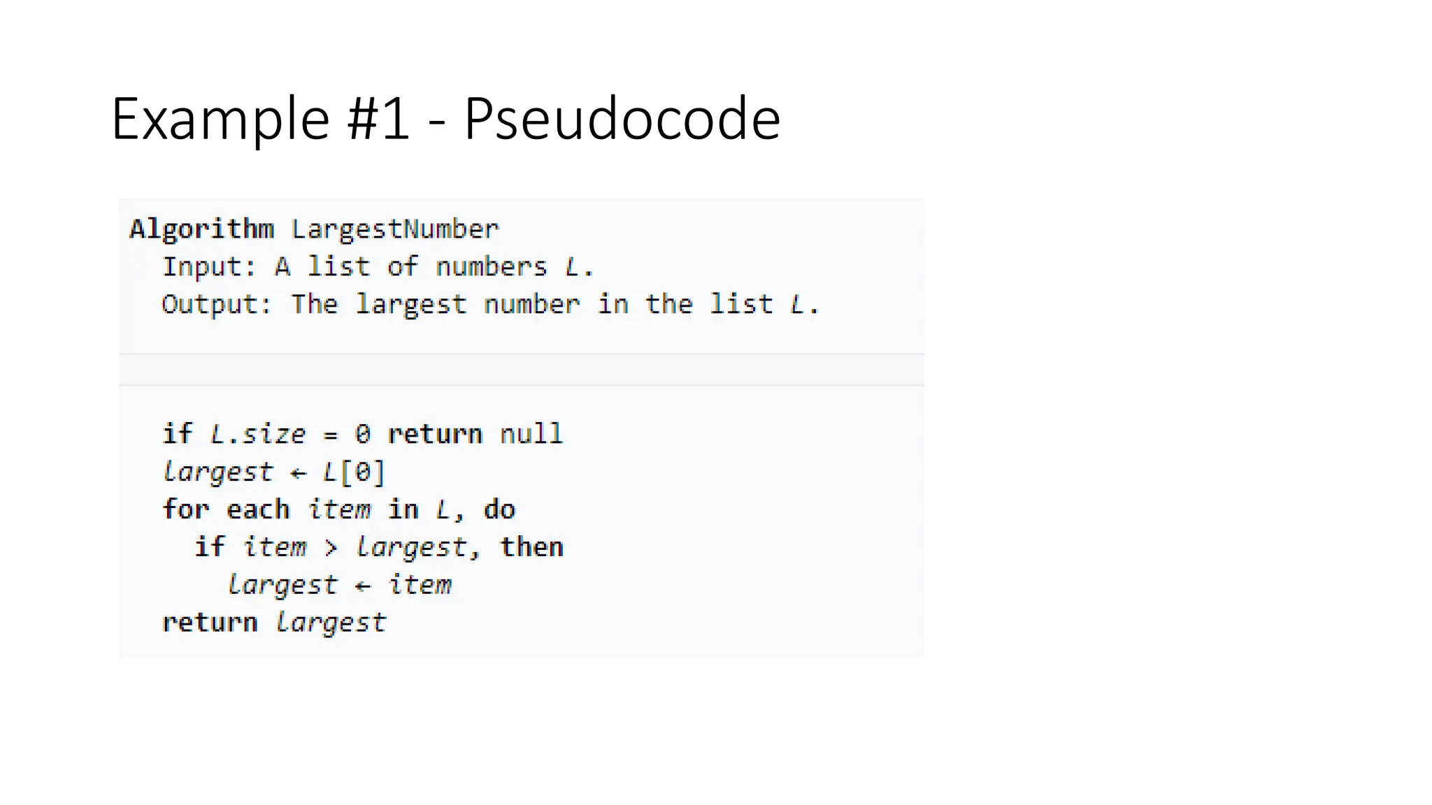 Example #1 - Pseudocode
 