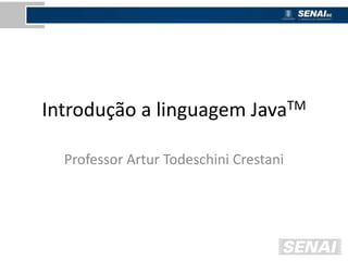 Introdução a linguagem JavaTM
Professor Artur Todeschini Crestani
 