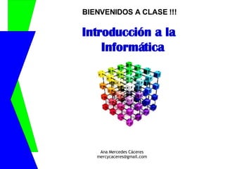 Introducción a la Informática Ana Mercedes Cáceres [email_address] BIENVENIDOS A CLASE !!! 