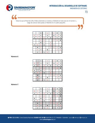 73
INTRODUCCIÓN AL DESARROLLO DE SOFTWARE
INGENIERÍA DE SISTEMAS
Número 6
Número 7
 