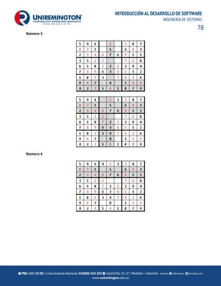 78
INTRODUCCIÓN AL DESARROLLO DE SOFTWARE
INGENIERÍA DE SISTEMAS
Número 3
Número 4
 