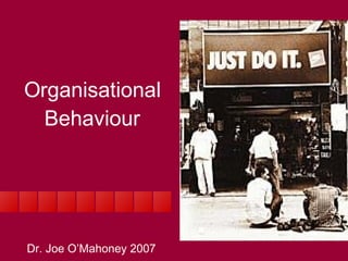 Organisational Behaviour Dr. Joe O’Mahoney 2007 