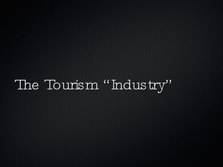 The Tourism “Industry” 