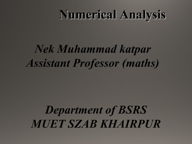 introduction to Numerical Analysis | PPT | Physics | Science
