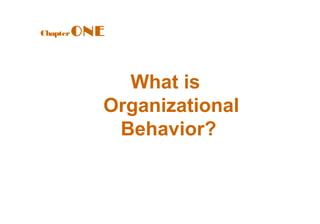 Chapter   ONE


              What is
            Organizational
             Behavior?
 