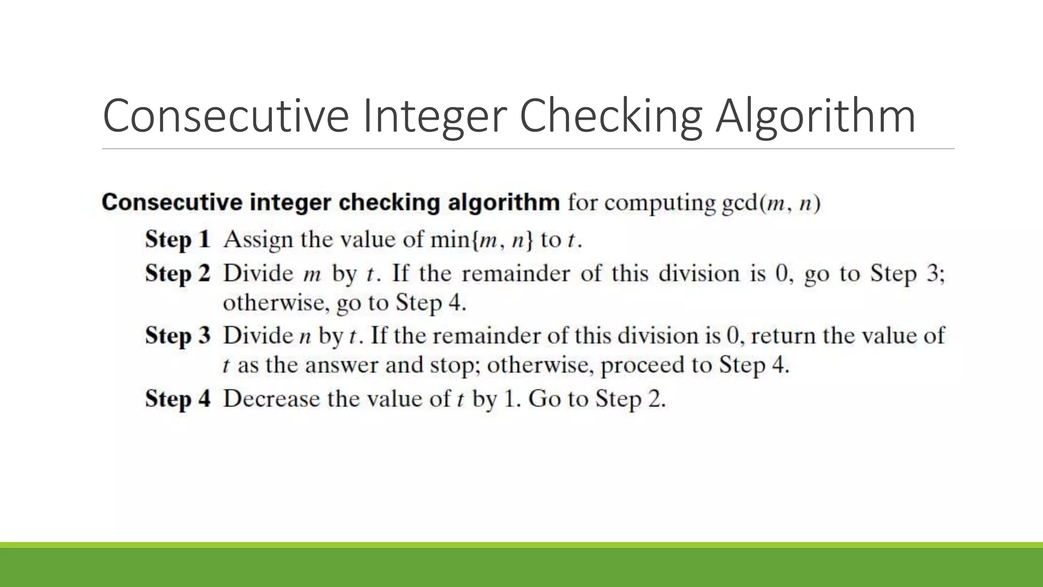 Consecutive Integer Checking Algorithm
 