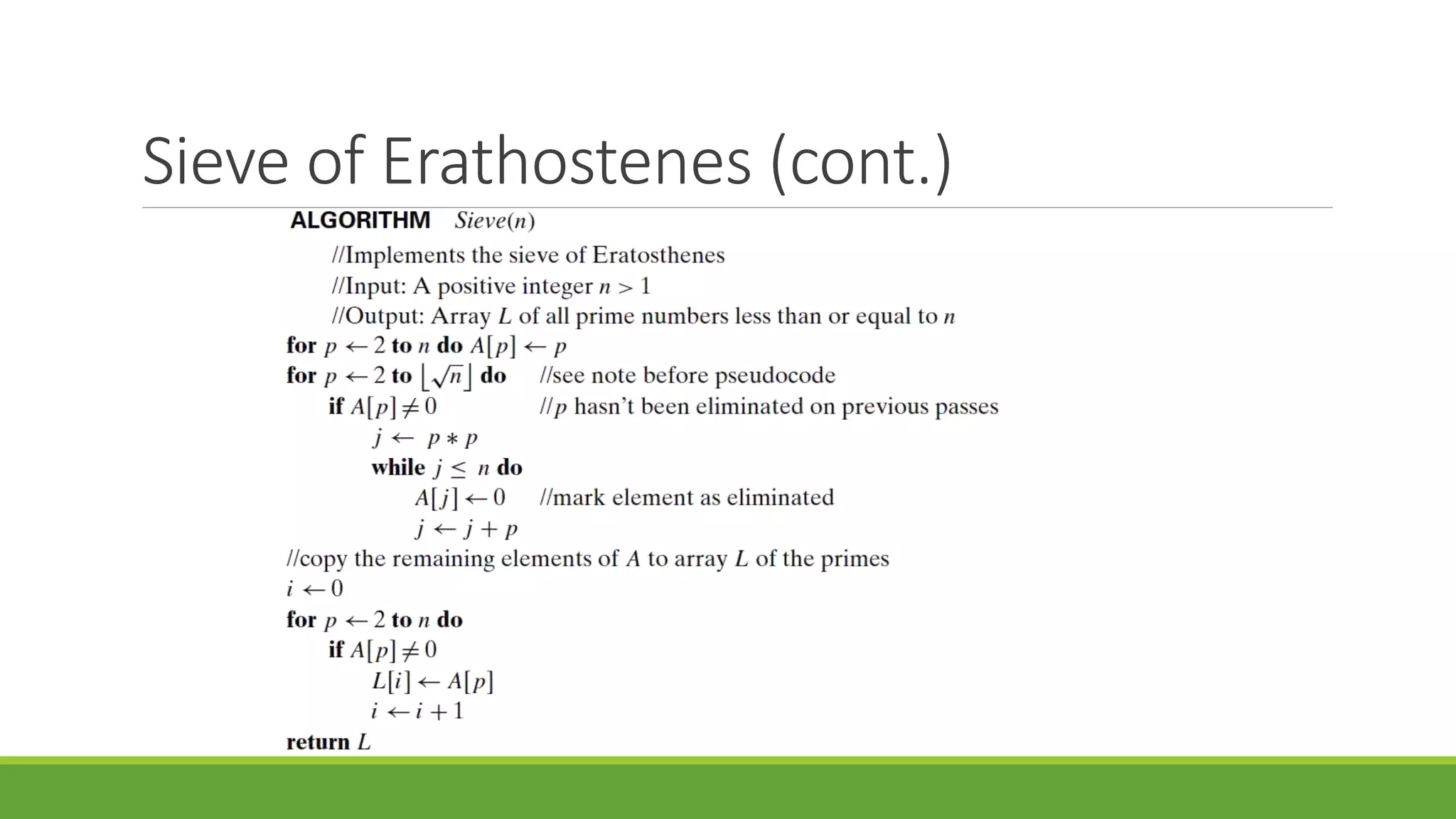 Sieve of Erathostenes (cont.)
 