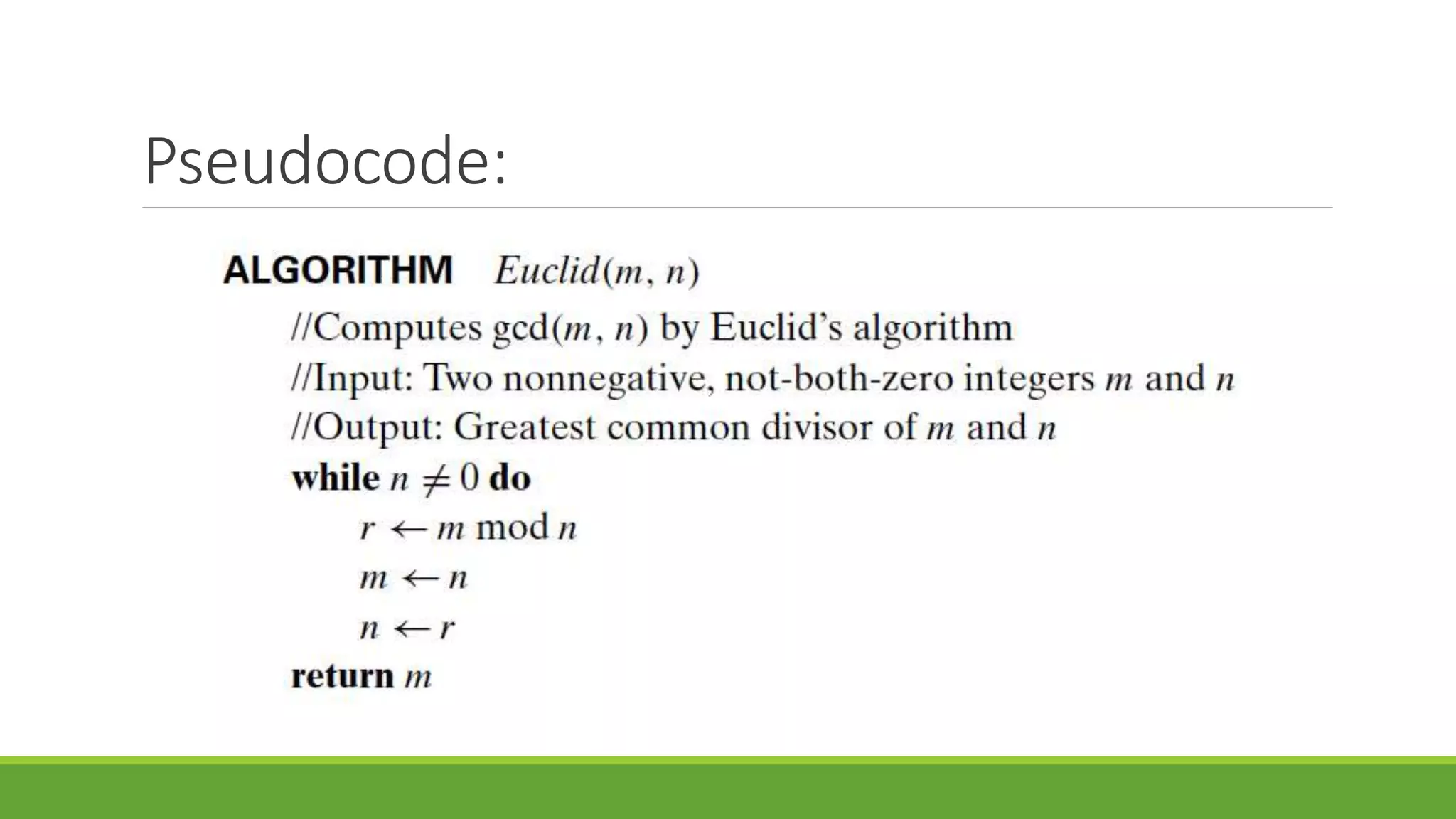 Pseudocode:
 