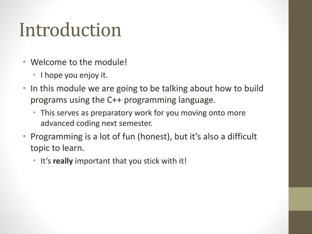 CPP01 - Introduction to C++ | PPT | Free Download