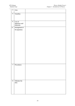 Module Physics Form 4 SPM PHYSICS FORM 4 intro to physics | PDF