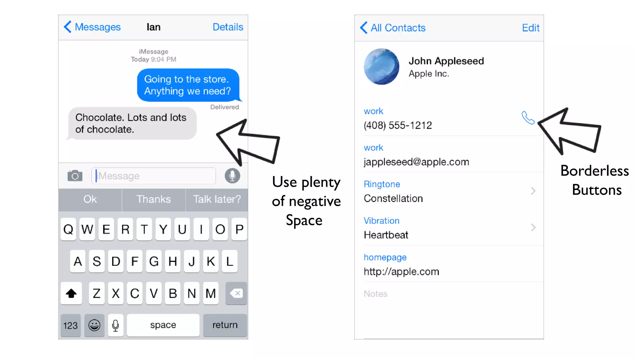 Borderless
ButtonsUse plenty
of negative
Space
 
