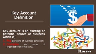 Key Account
Definition
Key account is an existing or
potential source of business
which is;
1. Big (in terms of business potential)
2. Complex (in terms of
organizational complexity)
5
 