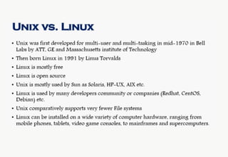 Linux Introduction , Unix vs Linux , Linux Advantages | PPT