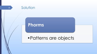 Solution8
• Patterns are objects
Phorms
 