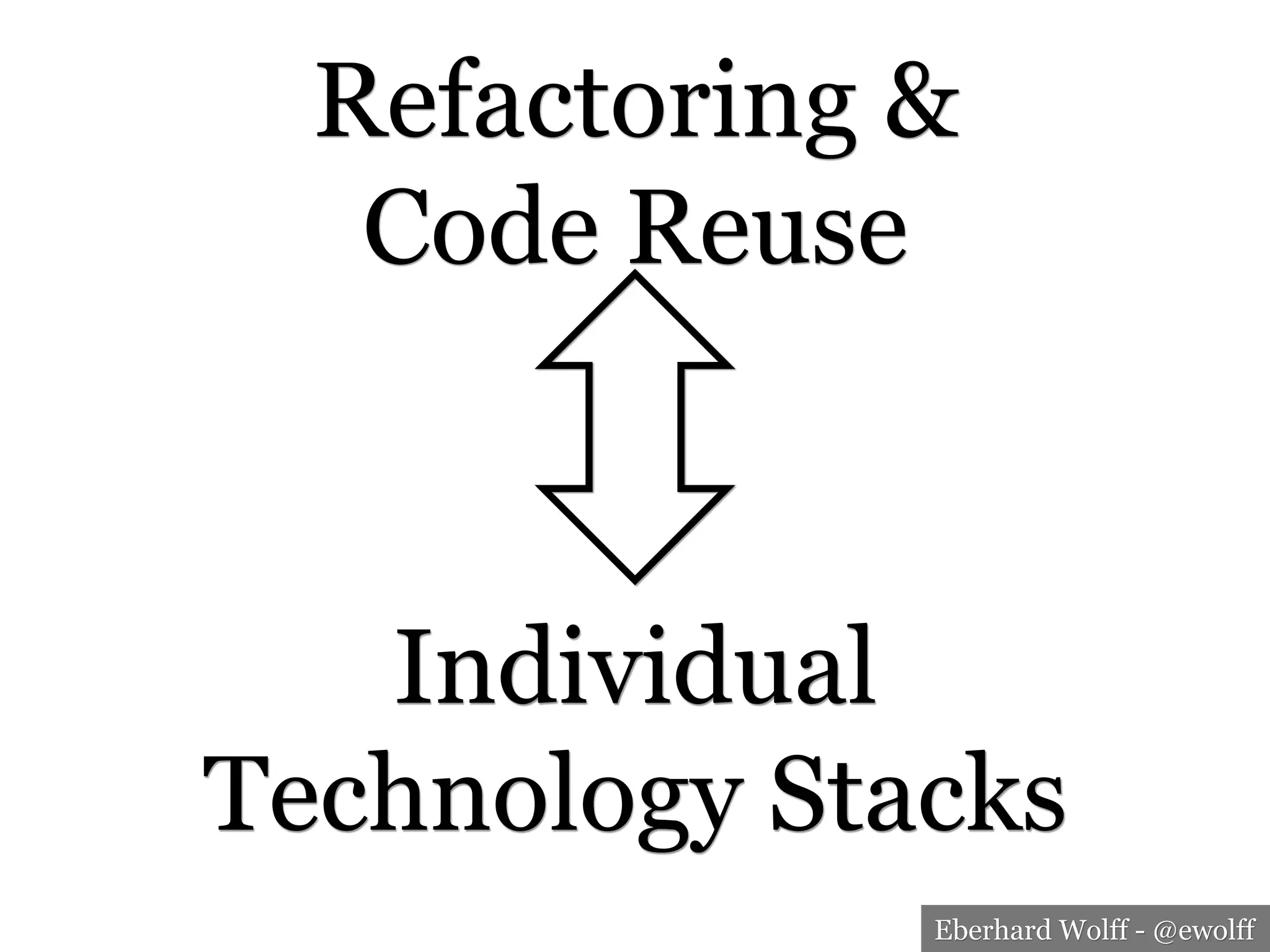 Eberhard Wolff - @ewolff
Refactoring &
Code Reuse
Individual
Technology Stacks
 