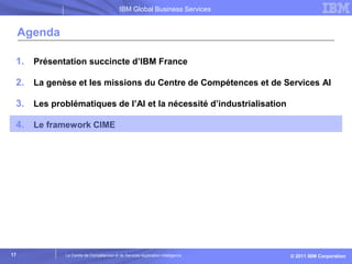 © 2011 IBM Corporation
IBM Global Business Services
Le Centre de Compétences et de Services Application Intelligence
Agend...