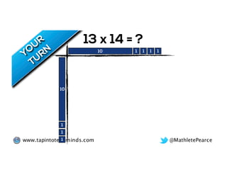 @MathletePearcewww.tapintoteenminds.com
13 x 14 = ?
1 110 1 1
10
1
1
1
 