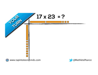 @MathletePearcewww.tapintoteenminds.com
17 x 23 = ?
 