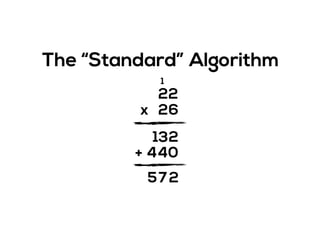 2
2x
2
6
1
044
213
The “Standard” Algorithm
+
275
 