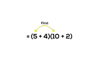 = (5 + 4)(10 + 2)
First
 