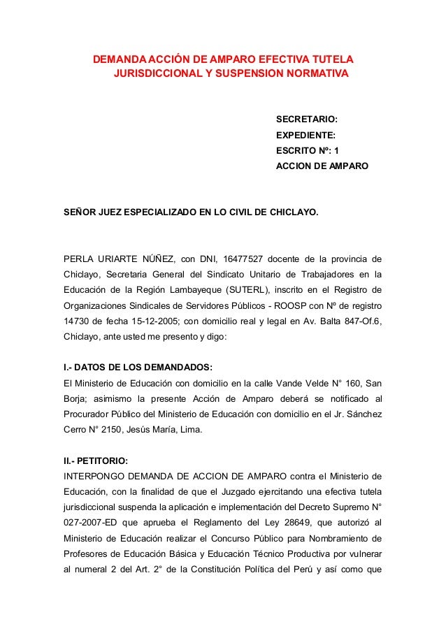 Modelos de demandas de amparo